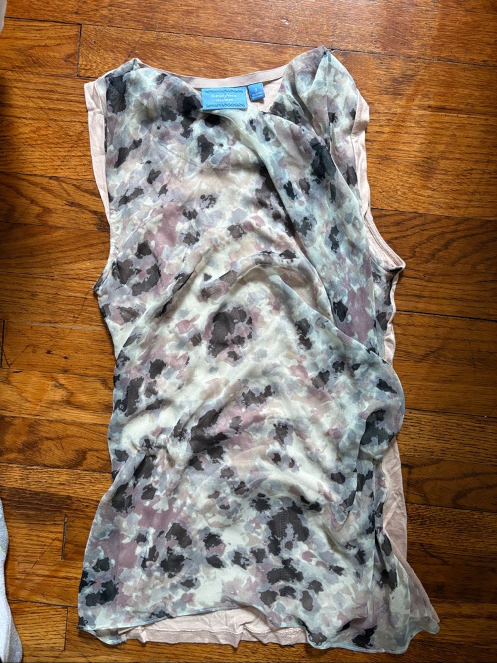 Simply Vera Vera Wang Sheer Floral Layered Camisole in Cream and Taupe